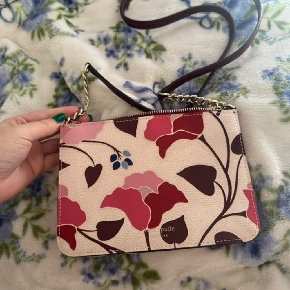 Kate Spade Cream and Pink Floral Crossbody Bag